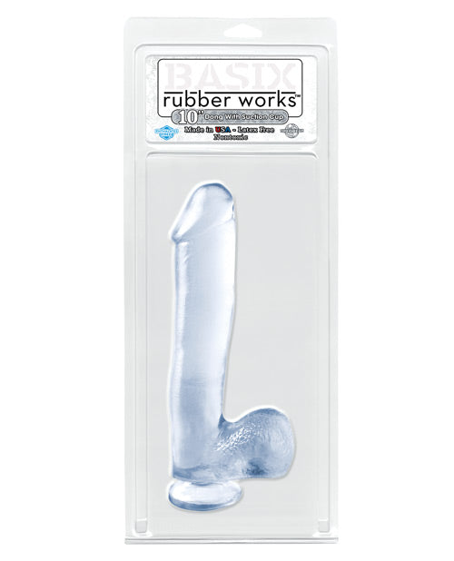 Basix Rubber Works 10" Dong w-Suction Cup - Clear