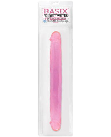 Basix Rubber Works 12" Jelly Double Dong - Pink