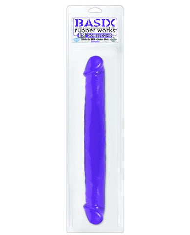 Basix Rubber Works 12" Jelly Double Dong - Purple