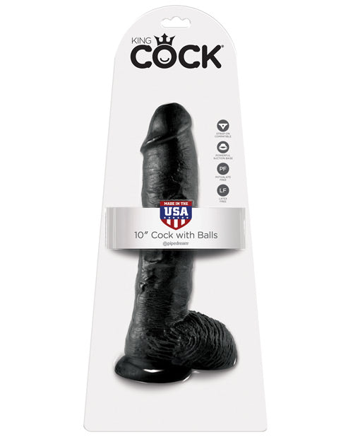 King Cock 10" Cock w-Balls - Black
