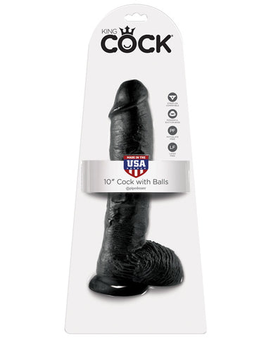 King Cock 10" Cock w-Balls - Black