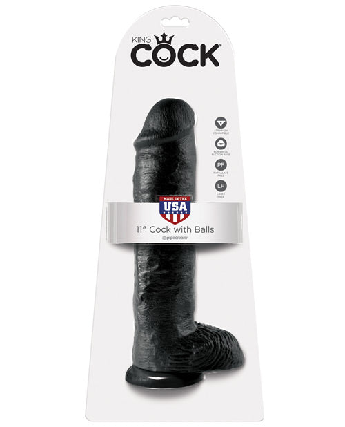 King Cock 11" Cock w-Balls - Black