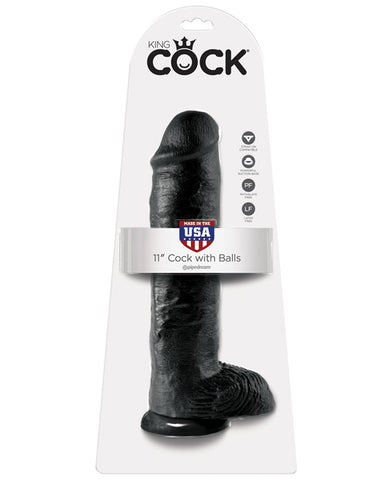 King Cock 11" Cock w-Balls - Black