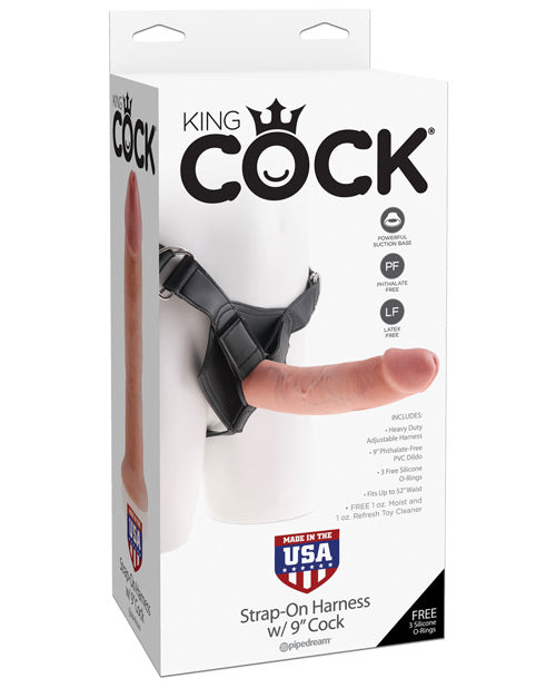 King Cock Strap On Harness w-9" Cock - Flesh