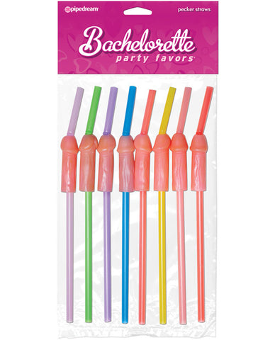 Bachelorette Party Favors Penis Straws - Asst. Colors Pack of 8