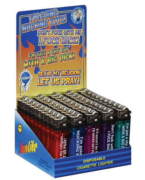Lighters w-Various Sayings - Child Resistant Display of 50