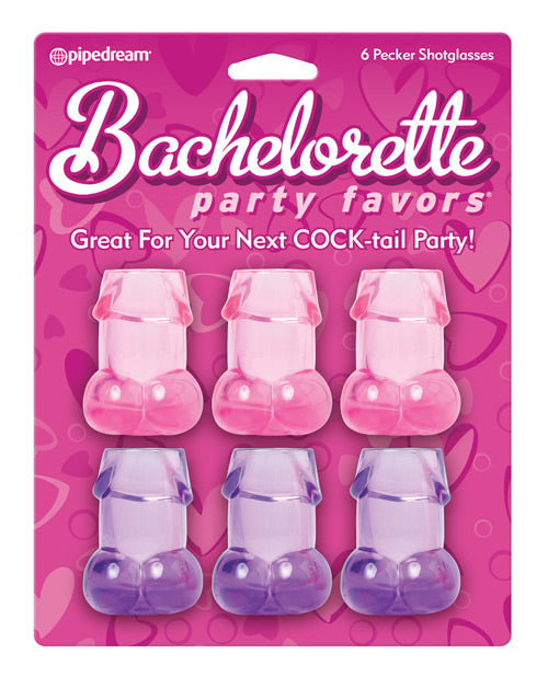 Bachelorette Party Favors Pecker Shot Glasses - Pack of 6
