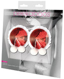 Peekaboos Sequin w-White Balls Premium Pasties - 1 Pair Red