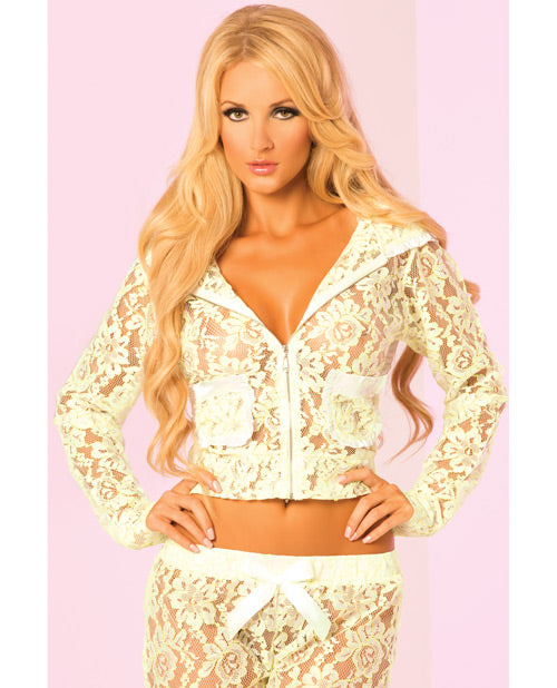 Pink Lipstick Loungwear Luxurious Lace Pocket Hoodie