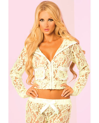 Pink Lipstick Loungwear Luxurious Lace Pocket Hoodie