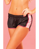 Pink Lipstick Sweat Sequin Running Short w/Built in Panty & Draw String Closure