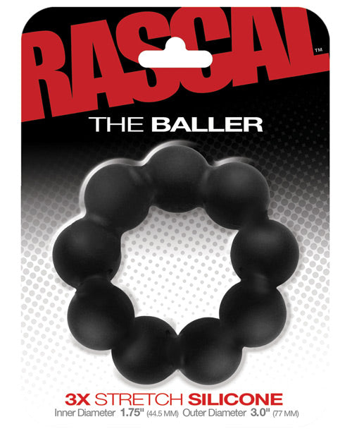 The Baller 3X Stretch Silicone Cockring - Black