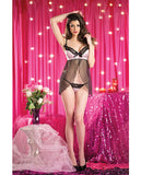 Split Front Babydoll w/Lace and Bow Detail & G-String