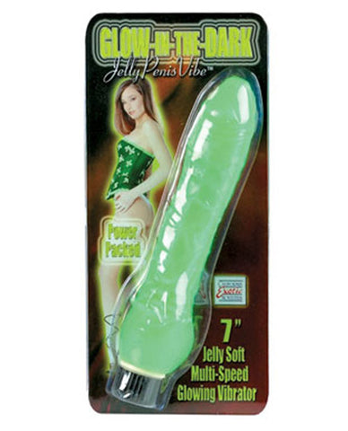 Glow-In-The-Dark 7" Jelly Penis Vibe - Green