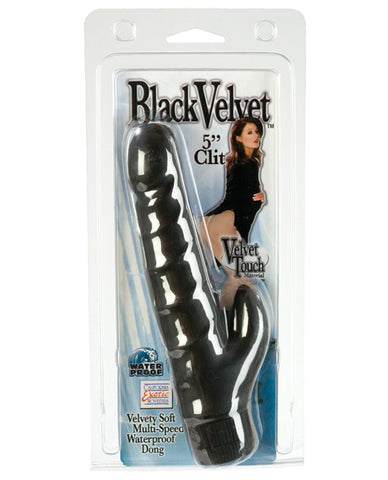 Futurotic Black Velvet 5" Dong w-Clit Stimulator