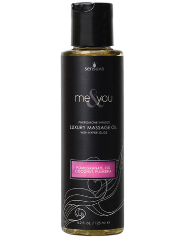 Sensuva Me & You Massage Oil - 4.2 oz Pomegranate Fig-Coconut Plumeria