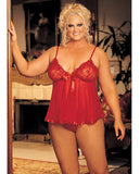 Sheer Babydoll w/Lace, Bow & Spaghetti Straps