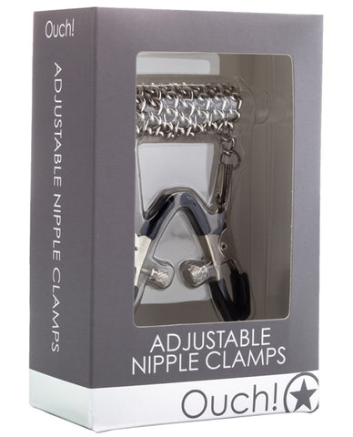 Shots Ouch Adjustable Nipple Clamps w-Chain - Metal
