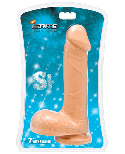 Ignite 7" Suction Cup Dong w-Balls - Flesh