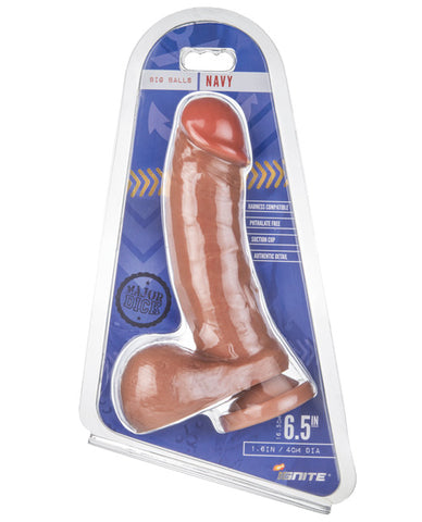 Major Dick Dong w-Balls & Suction Cup Navy - Caramel
