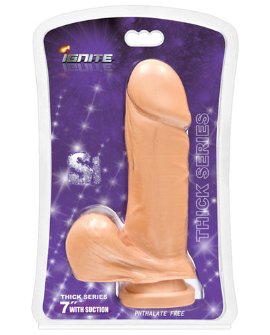 Ignite Thick Series 7" Suction Cup Dong w-Balls - Flesh
