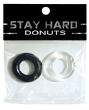 Ignite Thick Power Stretch Donut Cock Ring - Clear-Black Pack of 2