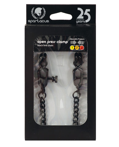 Spartacus Adjustable Alligator Nipple Clamps w-Black Chain